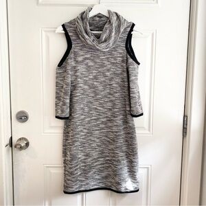 Jack by BB Dakota marylou black and white marled cold-shoulder dress